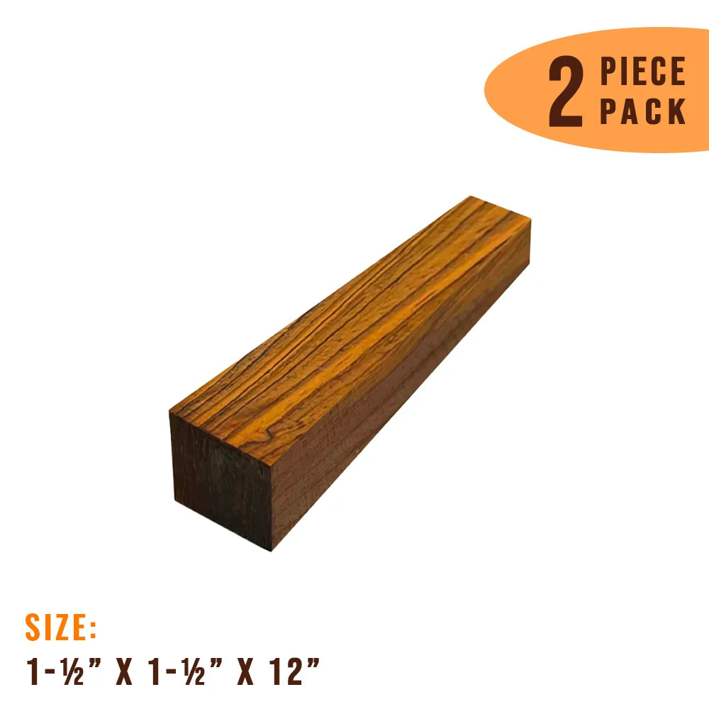 Pack of 2, Cocobolo Turning Wood Blanks  1-1/2” x 1-1/2” x 12” - Exotic Wood Zone - Buy online Across USA 