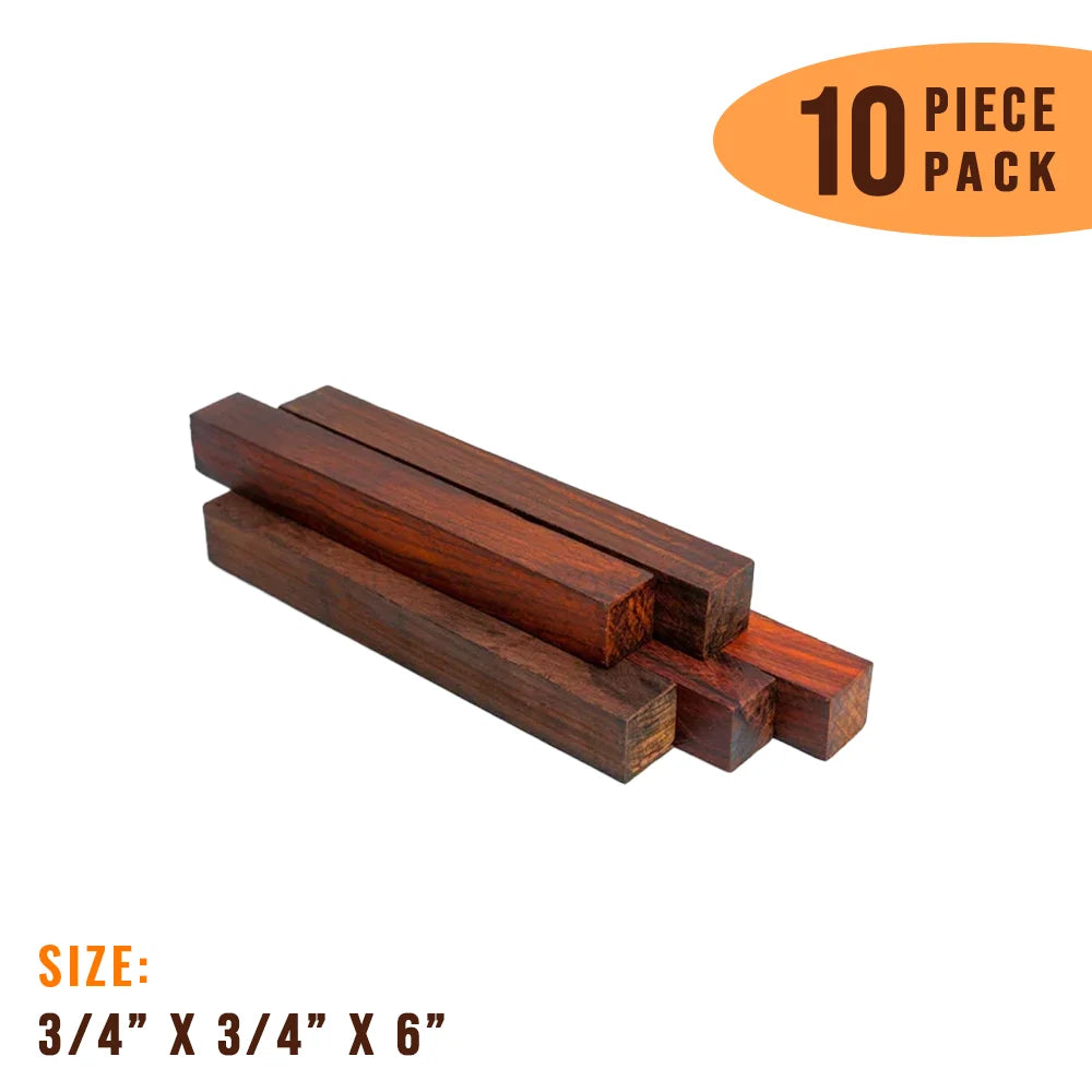 Pack of 10, Cocobolo Wood Pen Blanks 3/4&quot;x 3/4&quot;x 6&quot; - Exotic Wood Zone - Buy online Across USA 