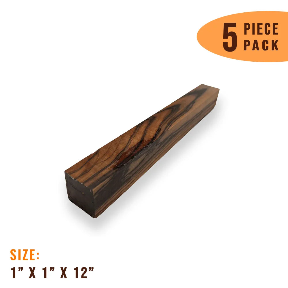 Pack of 5, Macassar Ebony Hobby Wood/ Turning Wood Blanks 1 x 1 x 12 inches - Exotic Wood Zone - Buy online Across USA 
