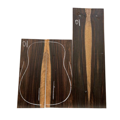 Macassar Ebony Dreadnought Guitar Back and Side Set 