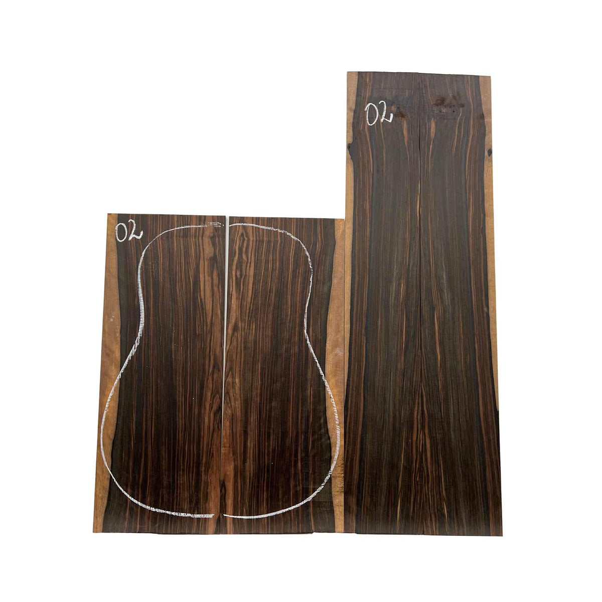 Macassar Ebony Dreadnought Guitar Back and Side Set #02 - Exotic Wood Zone Guitar Sets