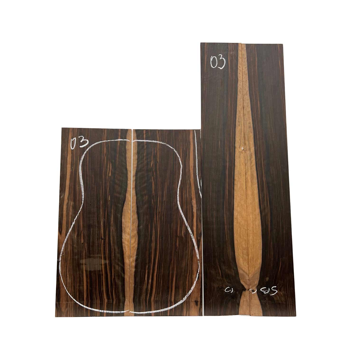 Macassar Ebony Dreadnought Guitar Back and Side Set 