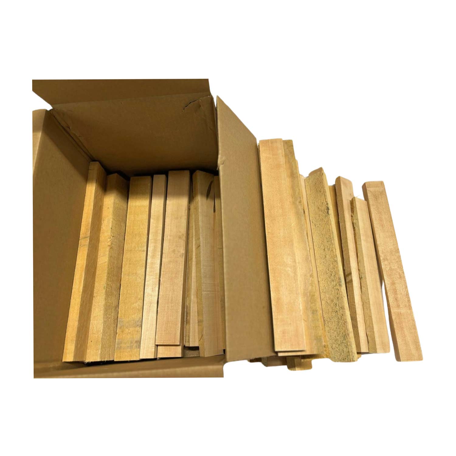 Box of Basswood Thin Stock Lumber Scrap Cutoff Boards