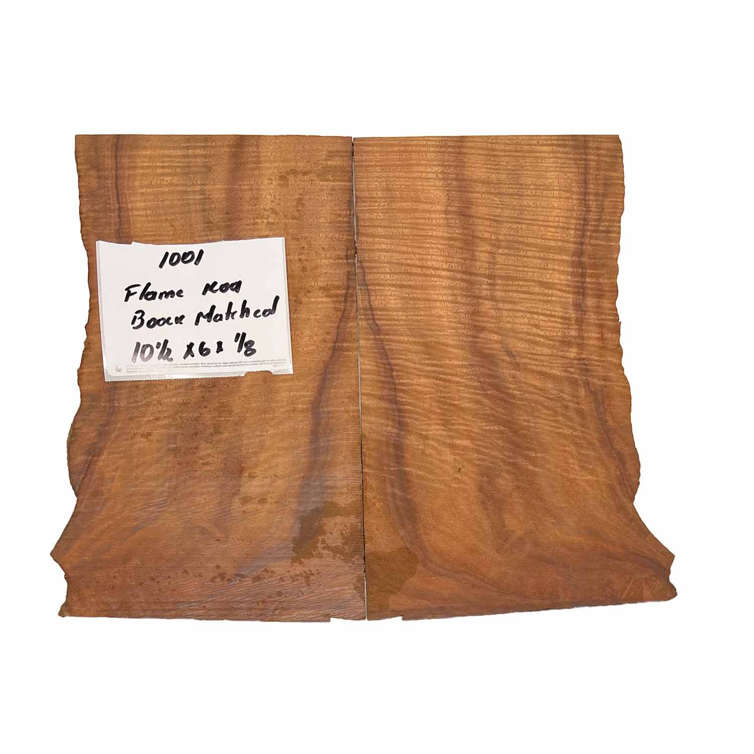 Flame Koa Bookmatched Thin Lumber 10-1/2&quot; x 6&quot; x 1/8&quot; - 2 pieces 