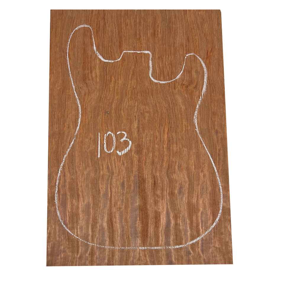 Bubinga Bookmatched Drop Tops para guitarra 21" x 7-3/4" x 5/8" #10