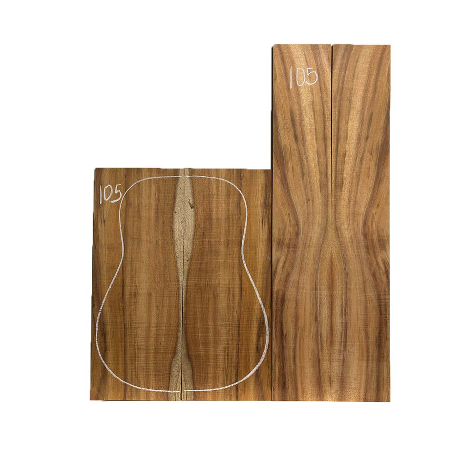 Flame Hawaiian Koa Dreadnought AAA Grade Guitar Back & Side Set #105