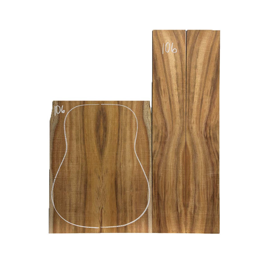 Flame Hawaiian Koa Dreadnought AAA Grade Guitar Back & Side Set #106