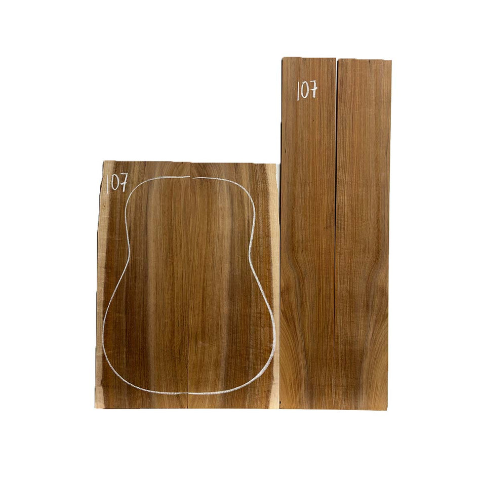 Flame Hawaiian Koa Dreadnought AAA Grade Guitar Back & Side Set #107