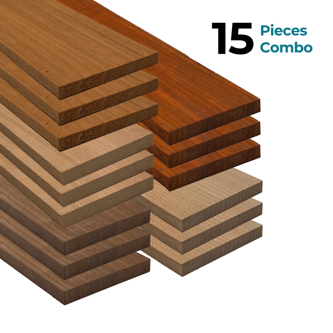 Pack Of 15, Thin Stock Lumber Blanks 1/2&quot; x 2&quot; x 12&quot; | ( Walnut, Padauk ,Cherry , Maple, Mahogany ) - Exotic Wood Zone - Buy online Across USA 