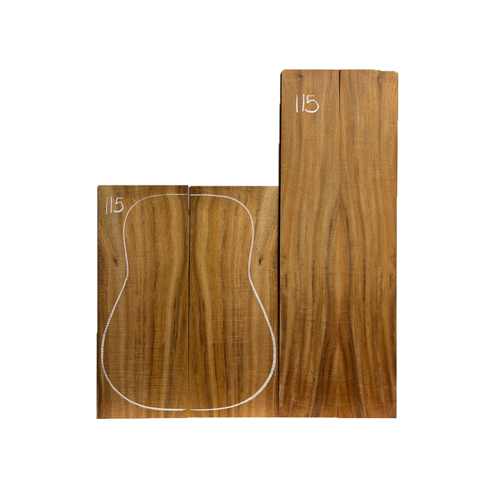 Flame Hawaiian Koa Dreadnought AAA Grade Guitar Back & Side Set #115