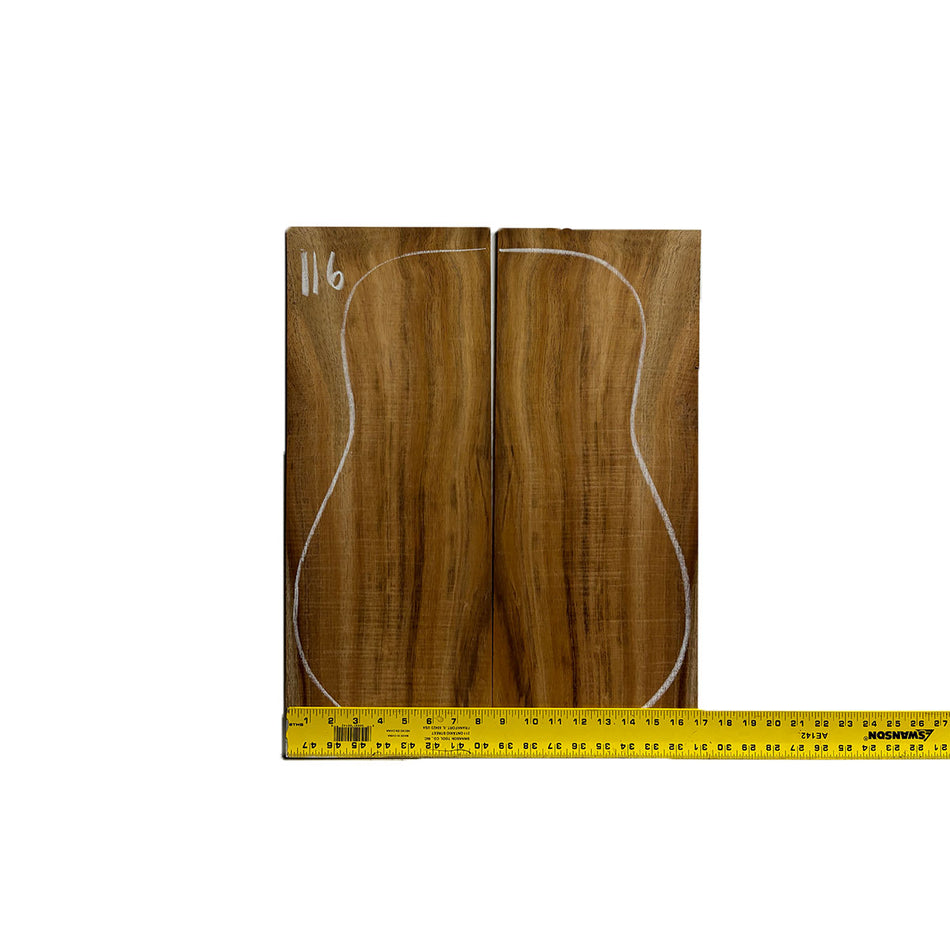 Flame Hawaiian Koa Dreadnought AAA Grade Guitar Back & Side Set #116