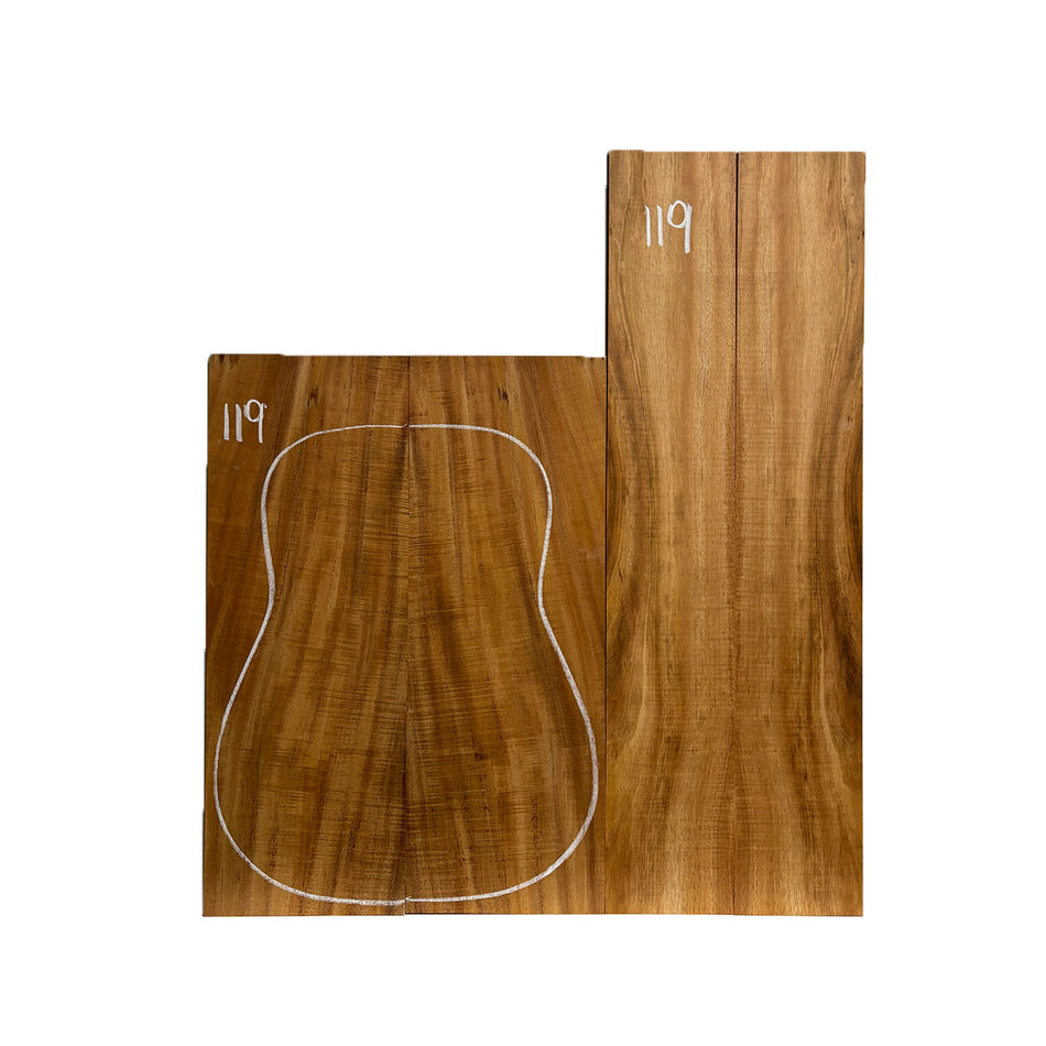 Flame Hawaiian Koa Dreadnought AAA Grade Guitar Back & Side Set #119