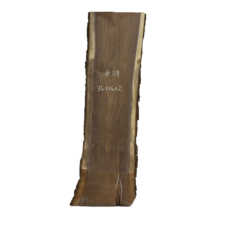 Black Walnut Lumber Live Edge Slab - 76"x 16" x 2" #119