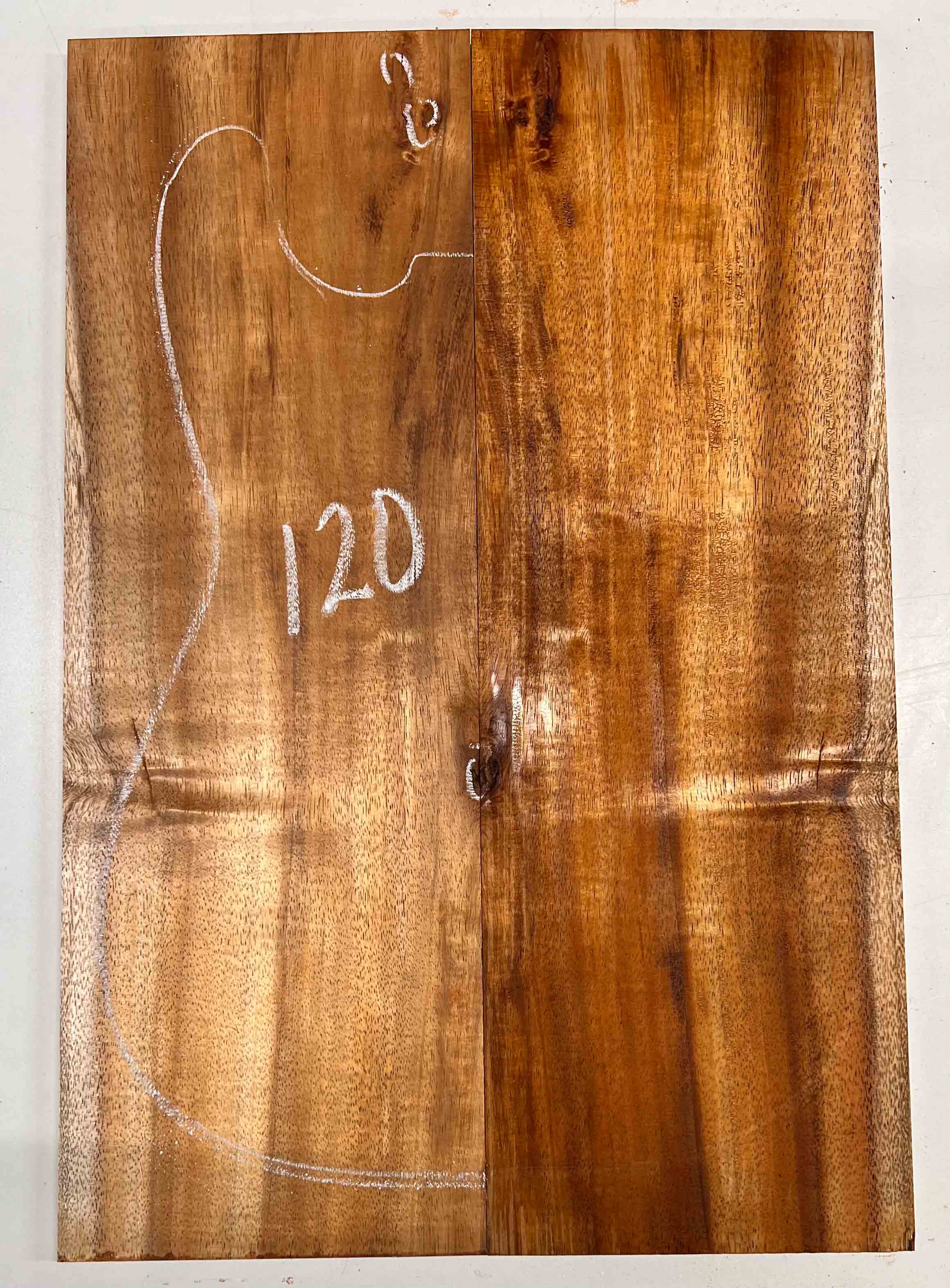 Curly Flame Hawaiian Koa Bookmatched Guitar Drop Tops 21" x 7" x 1/4" #120 - Exotic Wood Zone - Buy online Across USA 