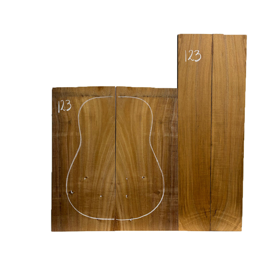 Flame Hawaiian Koa Dreadnought AAA Grade Guitar Back & Side Set #123