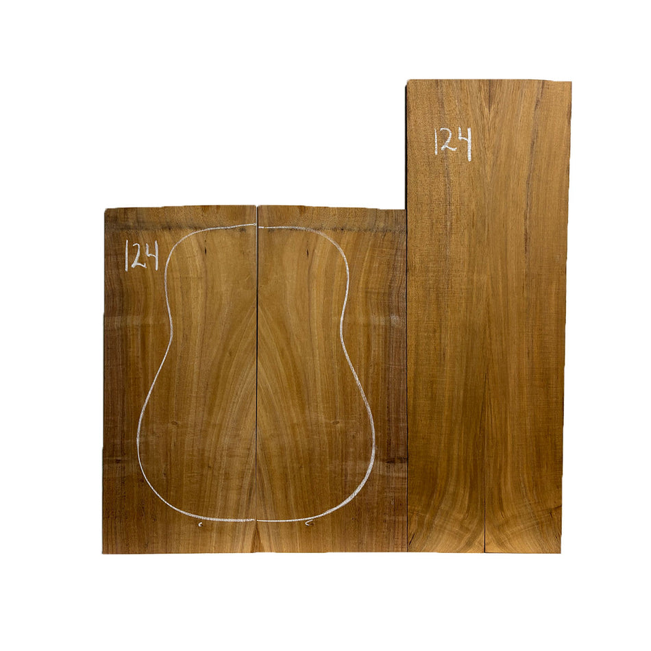 Flame Hawaiian Koa Dreadnought AAA Grade Guitar Back & Side Set #124