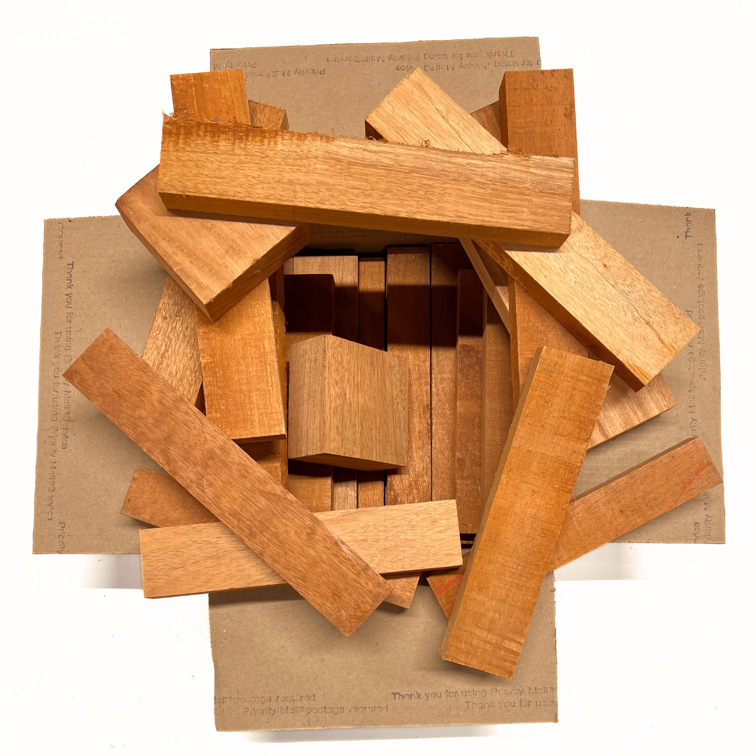 Box of Mahogany 12&quot; x 12&quot; x 6&quot; Wood Scrap DIY Craft Carving Scroll Short Lumber Cutoff Boards - Exotic Wood Zone - Buy online Across USA 