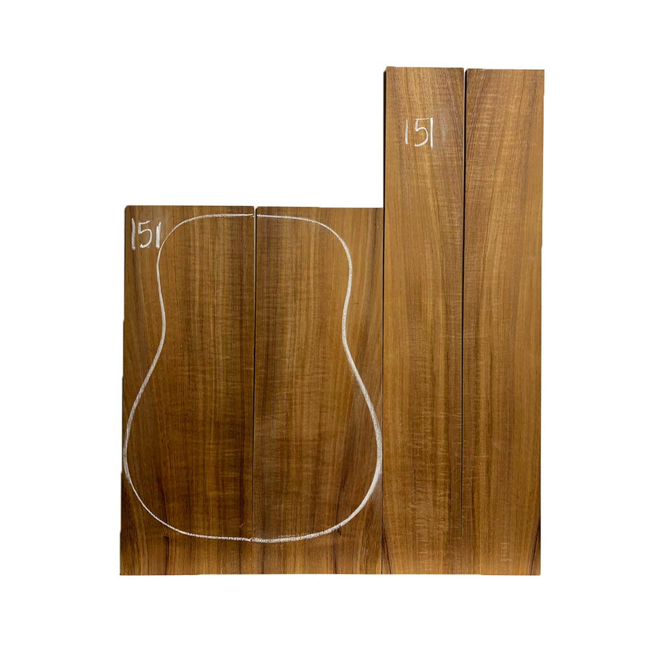 Flame Hawaiian Koa Dreadnought AAA Grade Guitar Back & Side Set #151