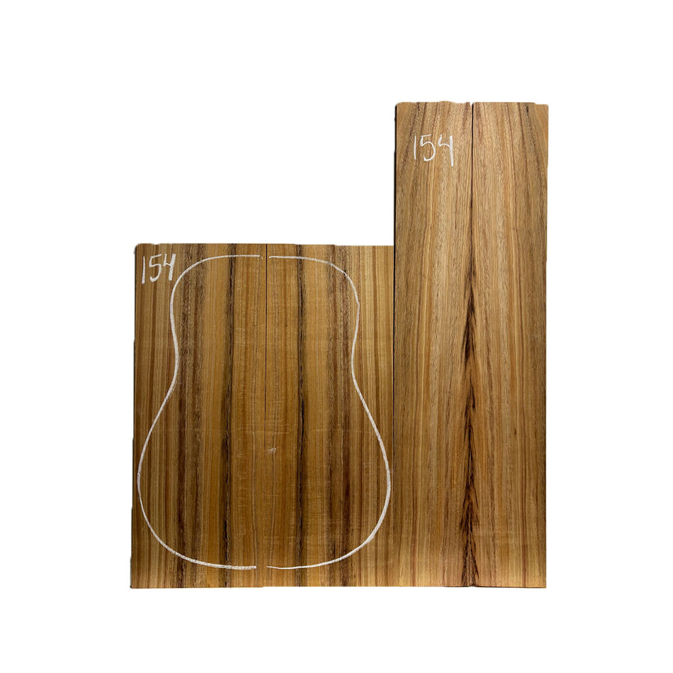 Flame Hawaiian Koa Dreadnought AAA Grade Guitar Back & Side Set #154