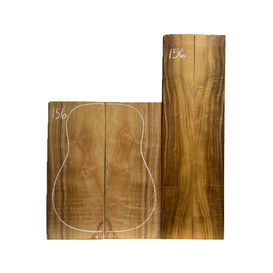 Flame Hawaiian Koa Dreadnought AAA Grade Guitar Back & Side Set #156