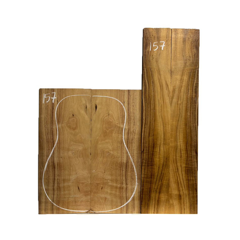 Flame Hawaiian Koa Dreadnought AAA Grade Guitar Back & Side Set #157