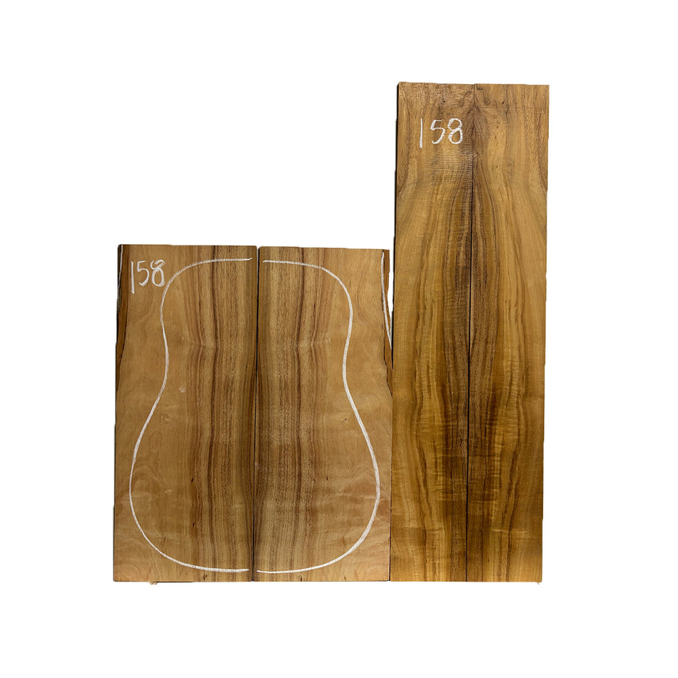 Flame Hawaiian Koa Dreadnought AAA Grade Guitar Back & Side Set #158