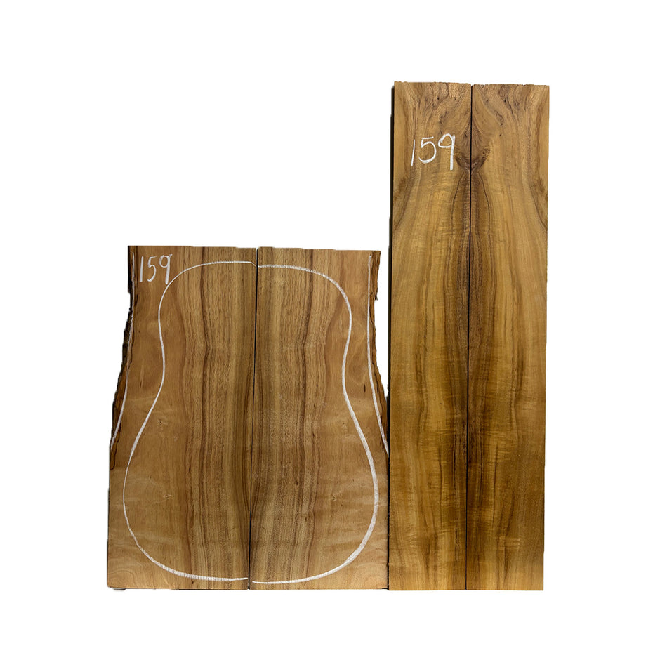 Flame Hawaiian Koa Dreadnought AAA Grade Guitar Back & Side Set #159