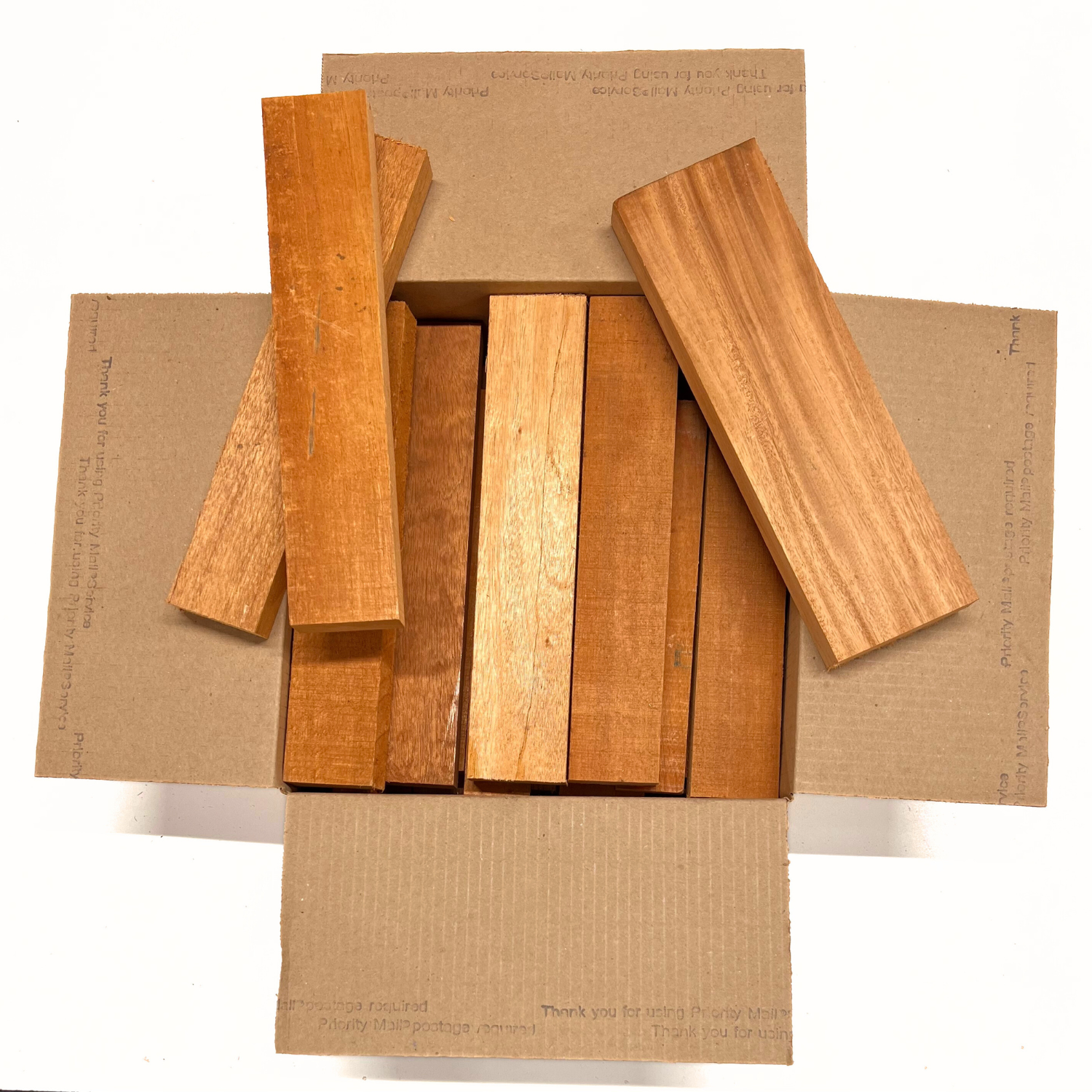 Box of Mahogany 12" x 12" x 6" Wood Scrap DIY Craft Carving Scroll Short Lumber Cutoff Boards - Exotic Wood Zone - Buy online Across USA 