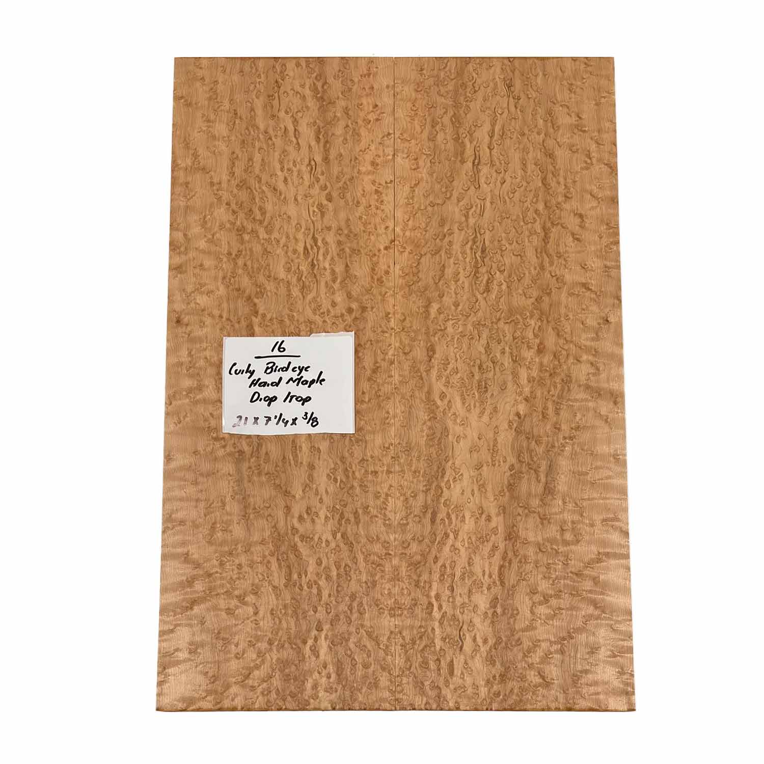 Curly Birdseye Maple Drop Top 21" x 7-1/4" x 3/8" #16 - Exotic Wood Zone 