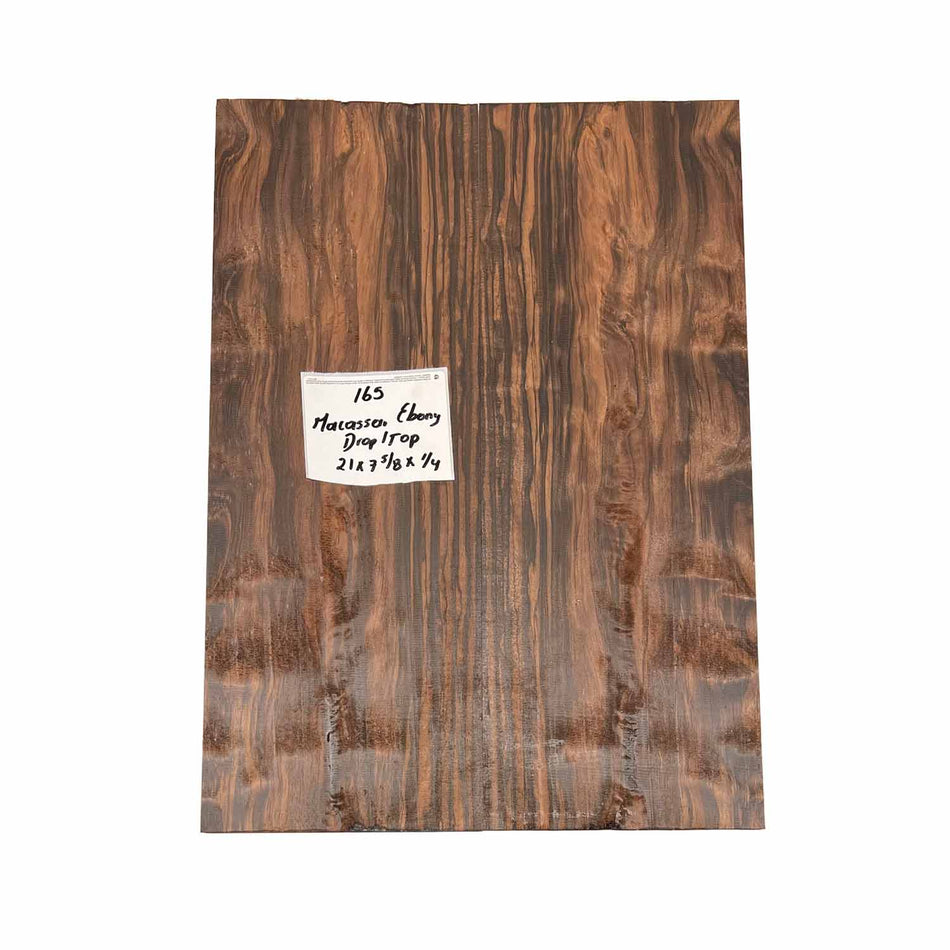 Macassar Ebony Drop Top 21" x 7-5/8" x 1/4" #165 - Exotic Wood Zone 