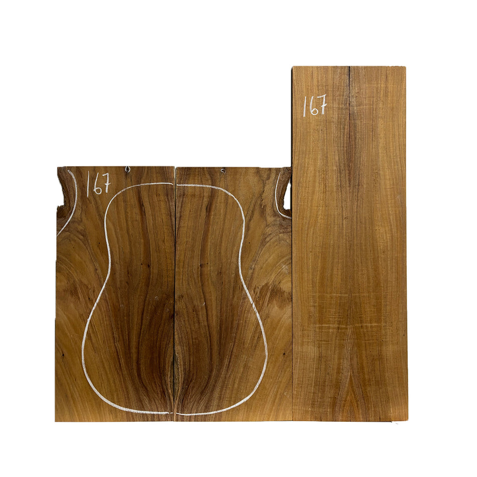 Flame Hawaiian Koa Dreadnought AAA Grade Guitar Back & Side Set #167