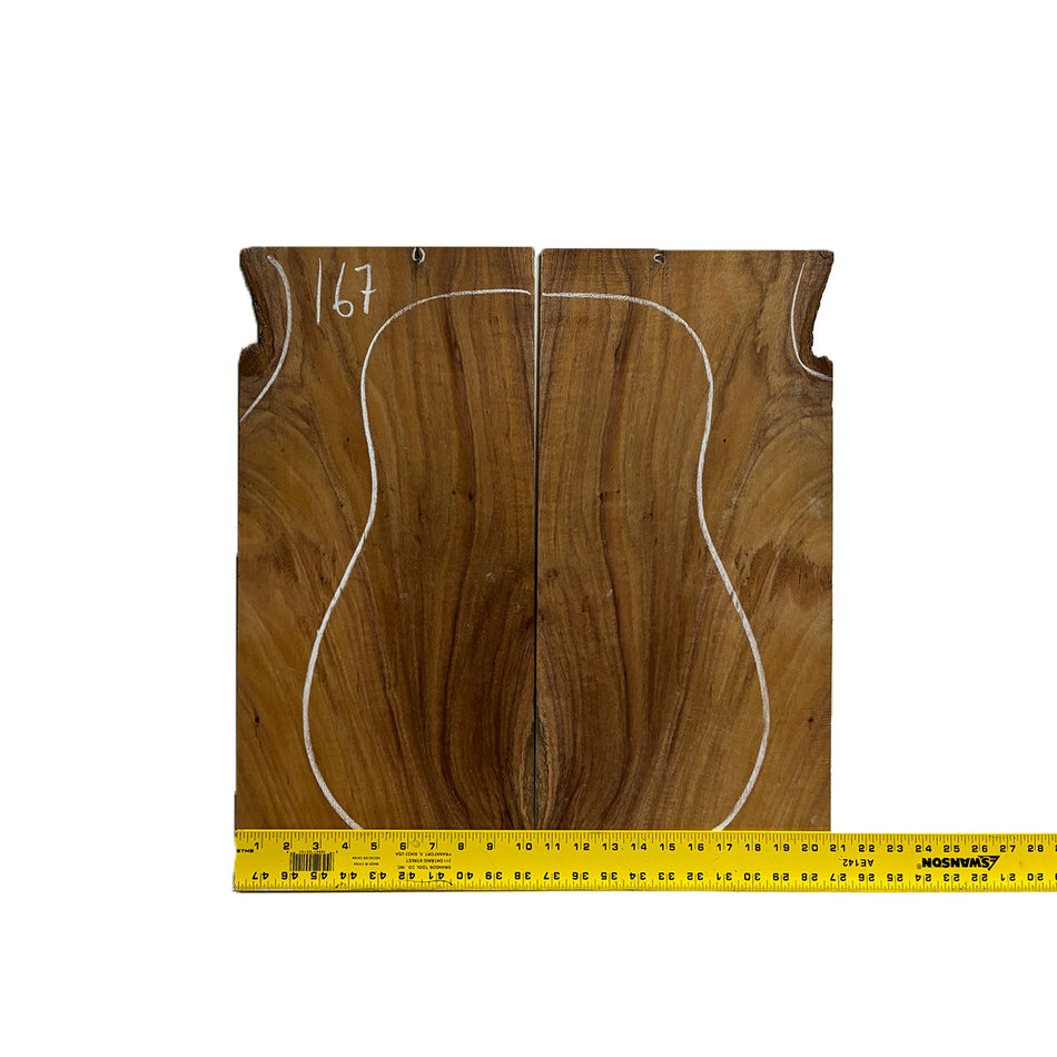 Flame Hawaiian Koa Dreadnought AAA Grade Guitar Back & Side Set #167