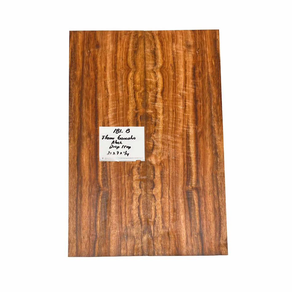 Flame Goncalo Alves  Drop Top 21" x 7" x 1/4" #181-B - Exotic Wood Zone 