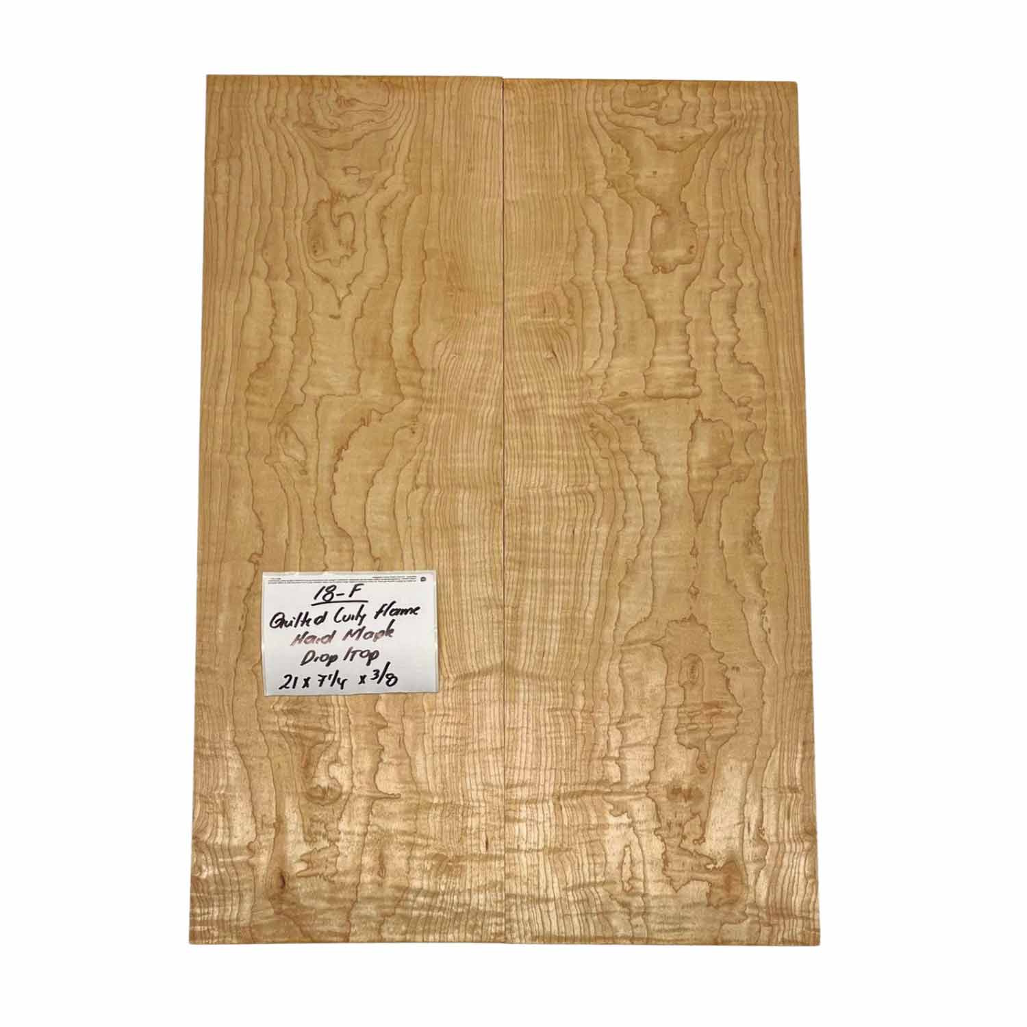 Quilted Curly Hard Maple Drop Top 21" x 7-1/4" x 3/8" #18 - F - Exotic Wood Zone 