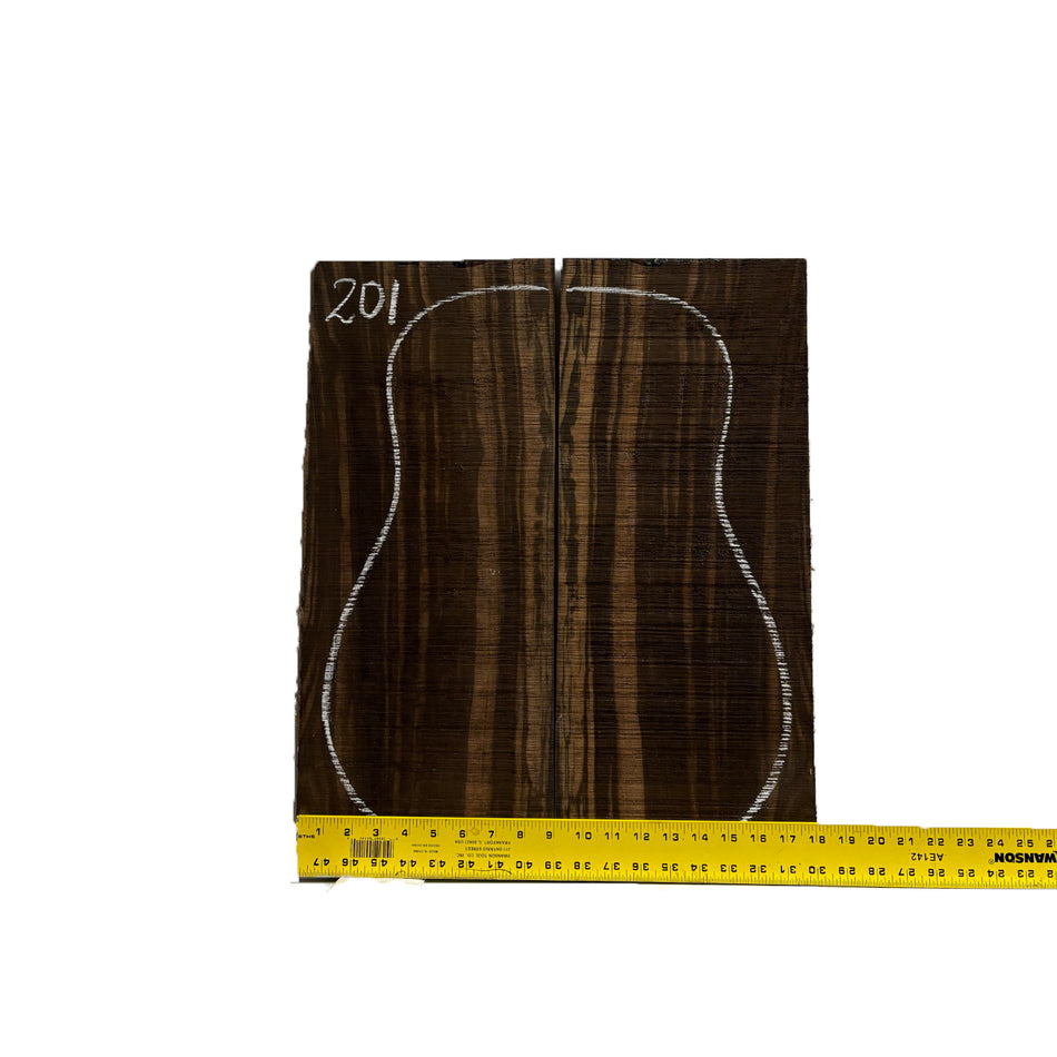 Macassar Ebony Dreadnought Guitar Back & Side Sets #201