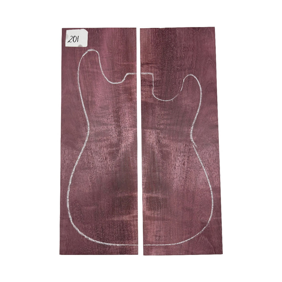 Flame Purpleheart Bookmatched Guitar Drop Top 21-1/4" x 7-1/8" x 3/8" #201