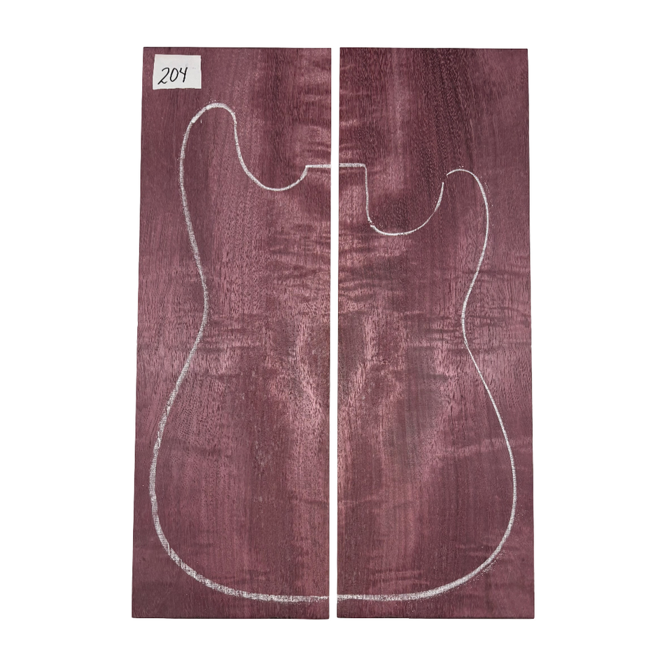 Flame Purpleheart Bookmatched Guitar Drop Top 21-1/4" x 7-1/8" x 3/8" #204