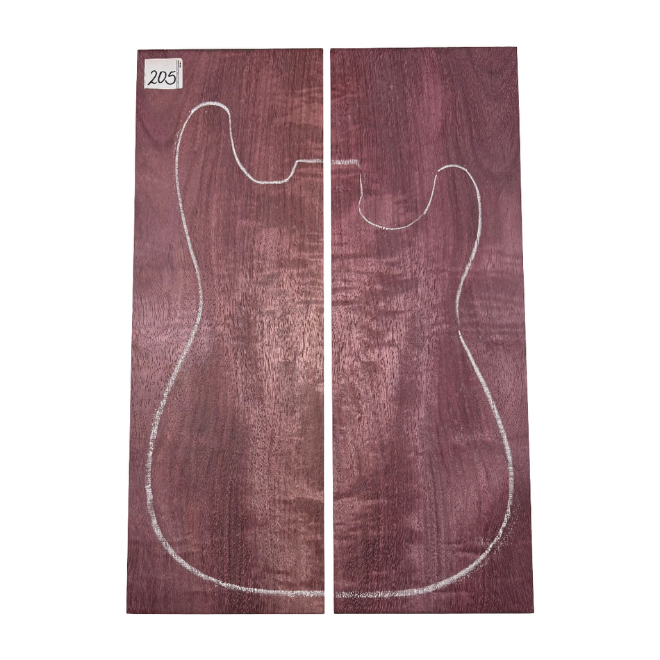 Flame Purpleheart Bookmatched Guitar Drop Top 21-1/4" x 7-1/8" x 3/8" #205