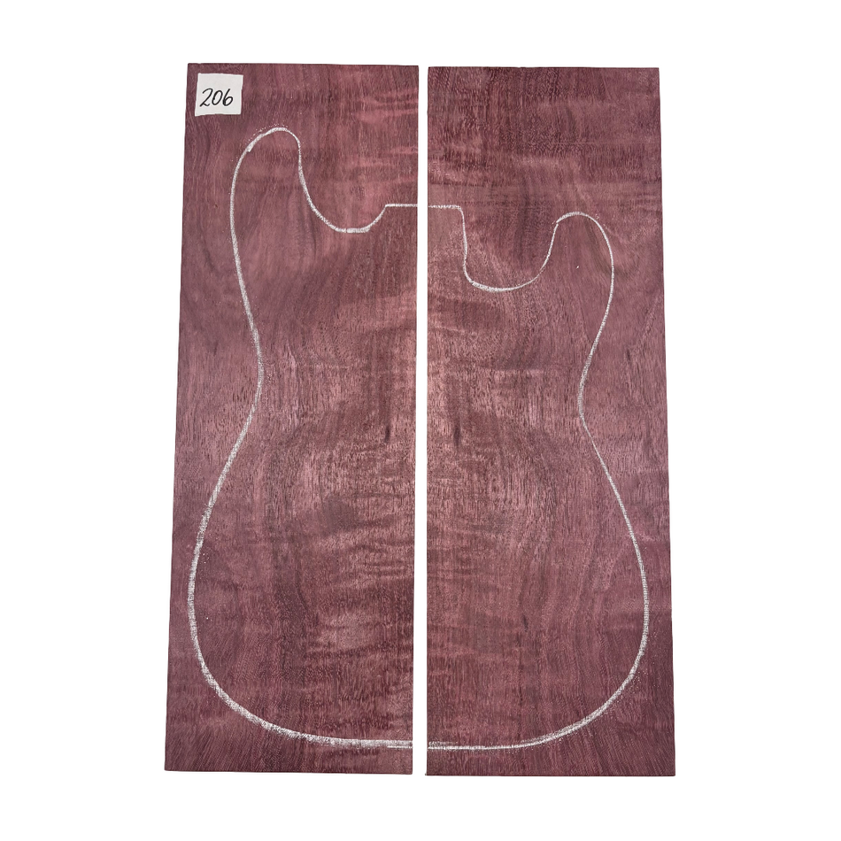 Flame Purpleheart Bookmatched Guitar Drop Top 21-1/4" x 7-1/8" x 3/8" #206