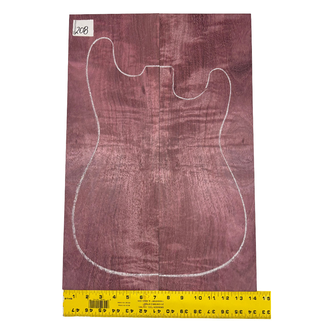 Flame Purpleheart Bookmatched Guitar Drop Tops 21-1/4" x 7-1/8" x 3/8" #209 Exotic Wood Zone 