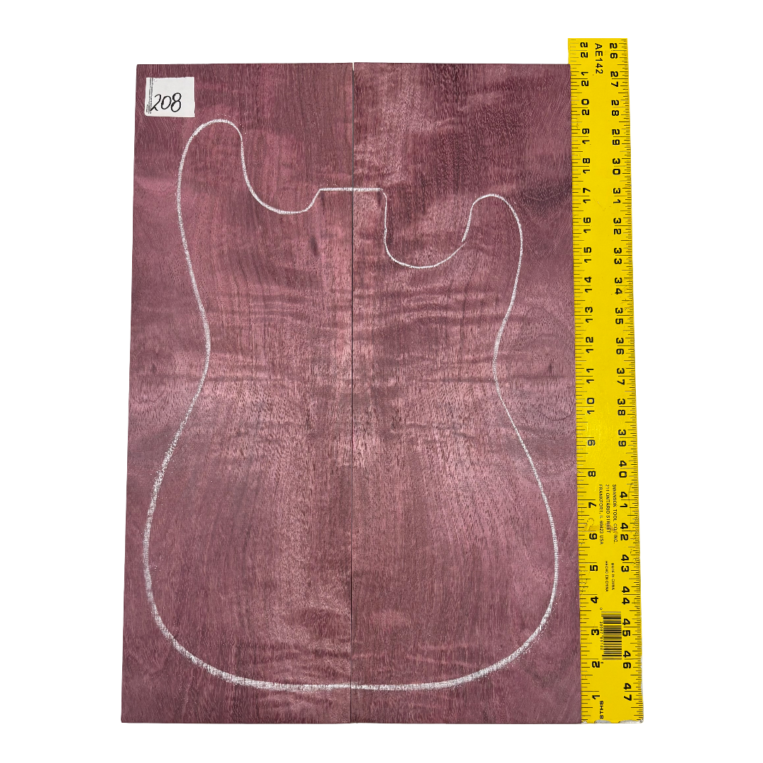 Flame Purpleheart Bookmatched Guitar Drop Tops 21-1/4" x 7-1/8" x 3/8" #209 Exotic Wood Zone 