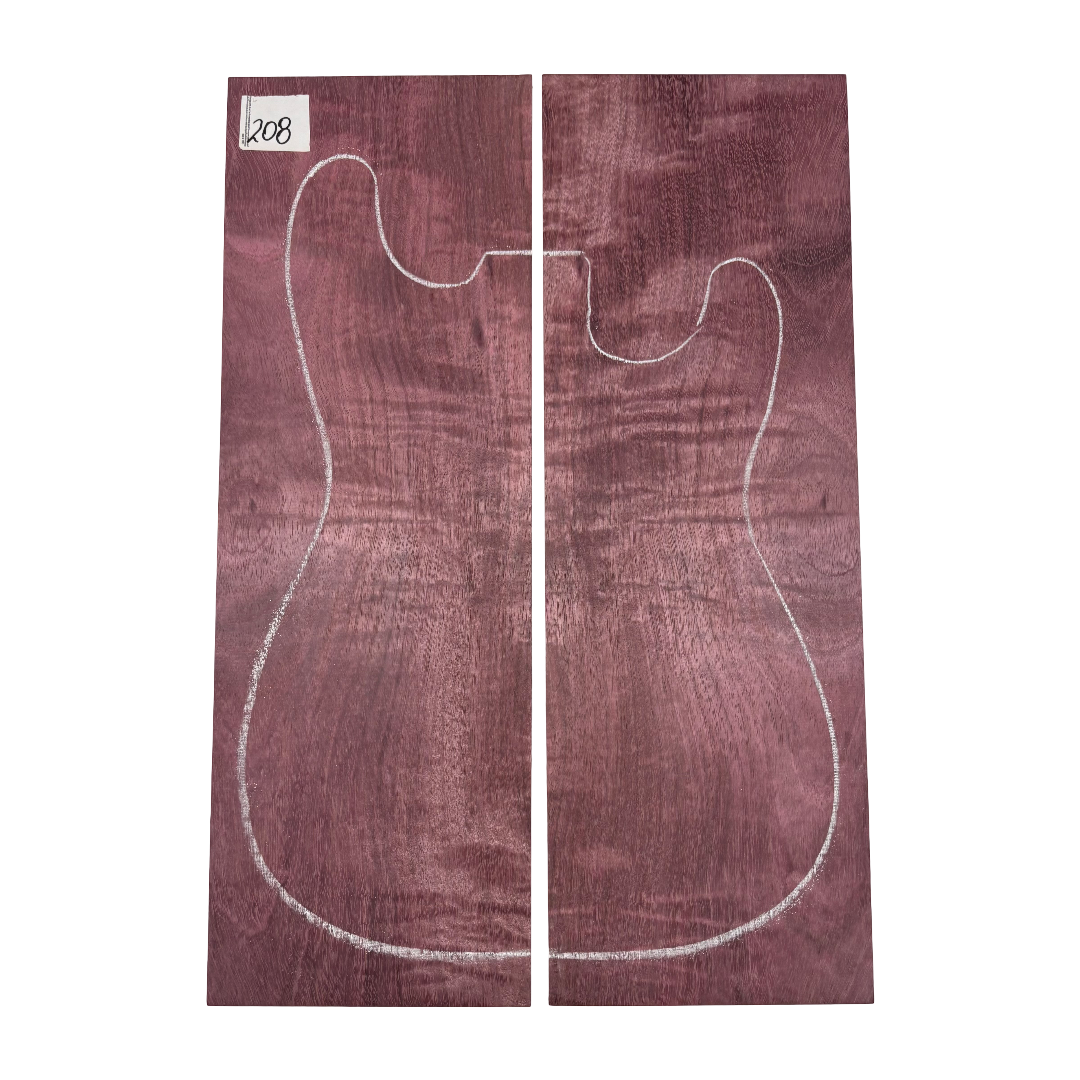 Flame Purpleheart Bookmatched Guitar Drop Tops 21-1/4" x 7-1/8" x 3/8" #209 Exotic Wood Zone 