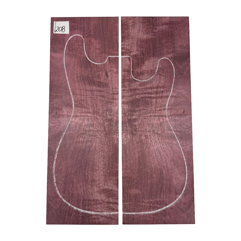 Flame Purpleheart Bookmatched Guitar Drop Tops 21-1/4" x 7-1/8" x 3/8" #209 Exotic Wood Zone 