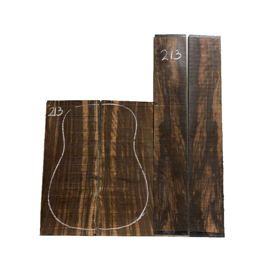 Macassar Ebony Dreadnought Guitar Back & Side Sets #213