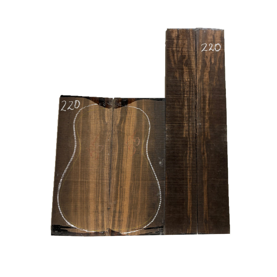 Macassar Ebony Dreadnought Guitar Back & Side Sets #220