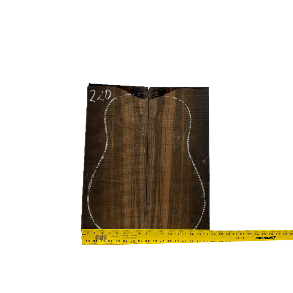 Macassar Ebony Dreadnought Guitar Back & Side Sets #220