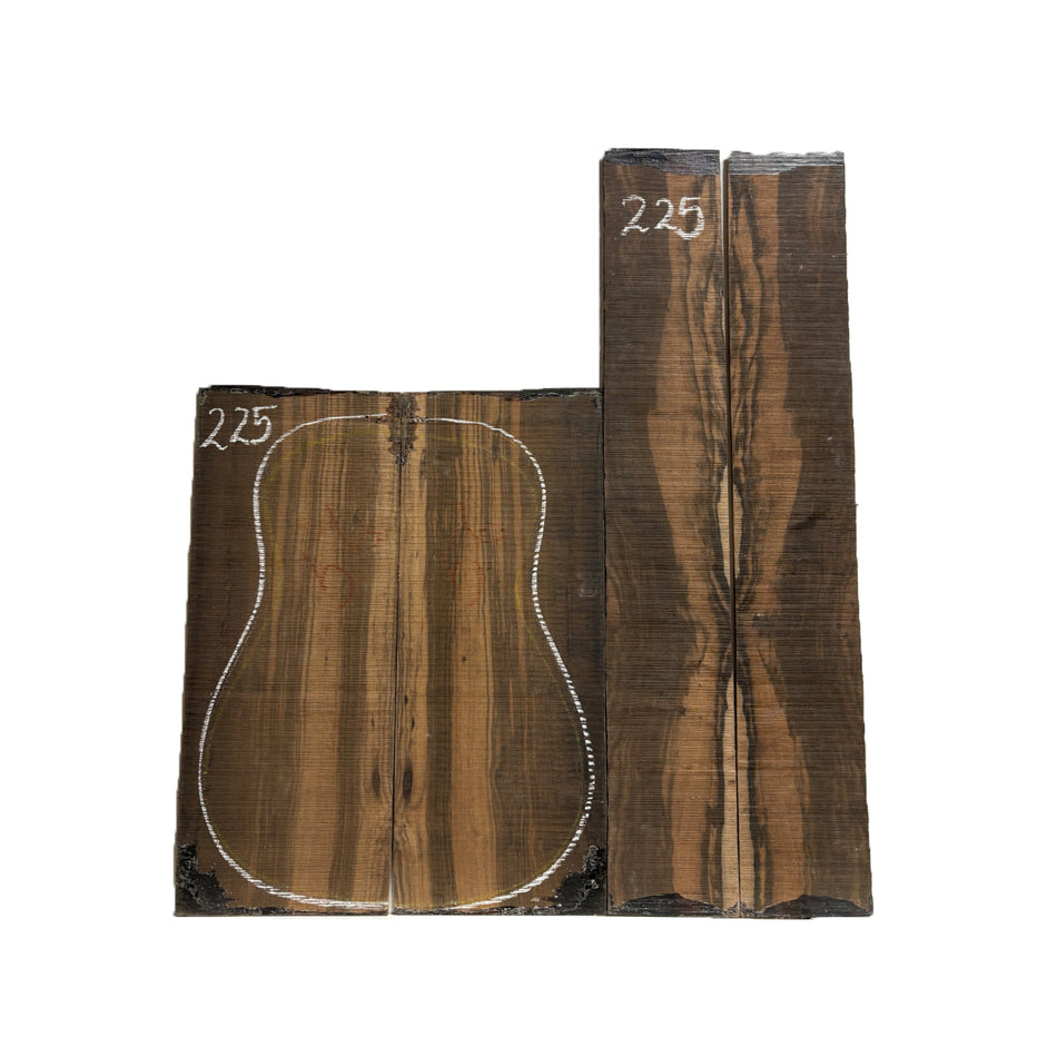 Macassar Ebony Dreadnought Guitar Back & Side Sets #225