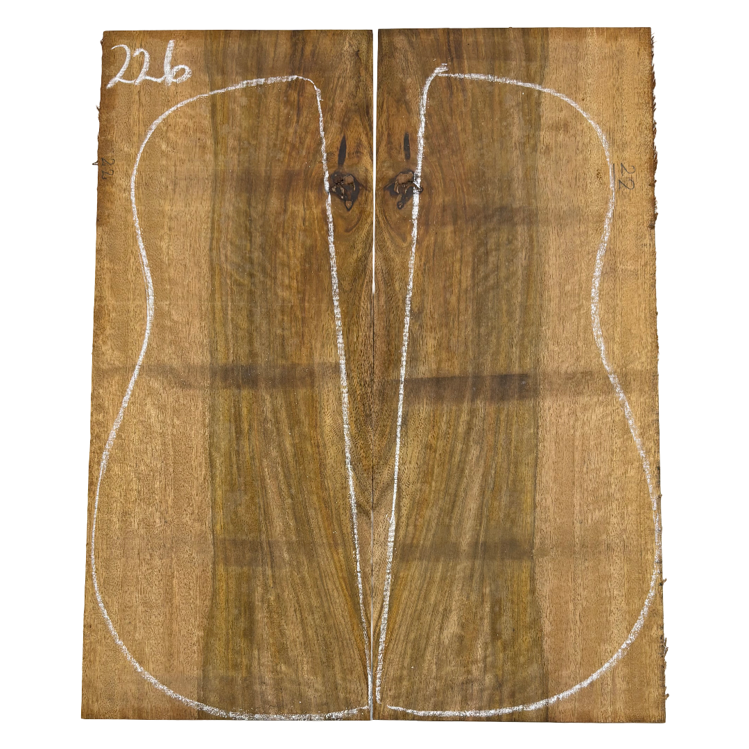 Flame Chocolate Mango Dreadnought Guitar Back Set #226 - Exotic Wood Zone