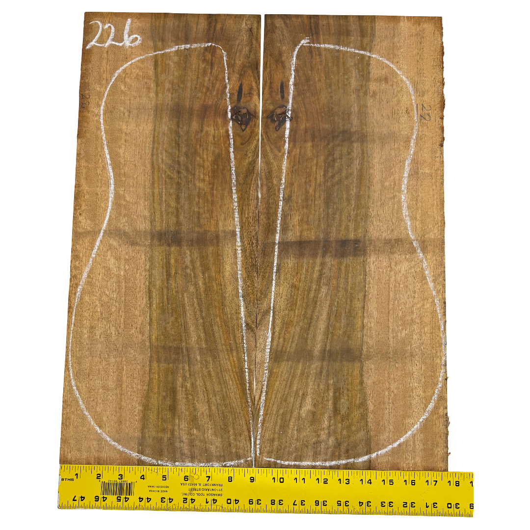 Flame Chocolate Mango Dreadnought Guitar Back Set #226 - Exotic Wood Zone