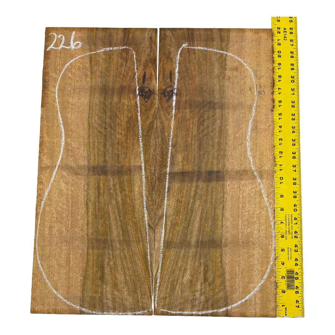 Flame Chocolate Mango Dreadnought Guitar Back Set #226 - Exotic Wood Zone